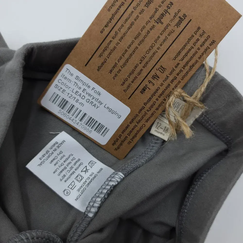 The Simple Folk The Ribbed Legging in Lead Gray Size 12/18 Months - Picture 6 of 6